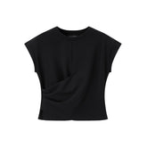 Women's Solid Twist-Front Cropped T-Shirt